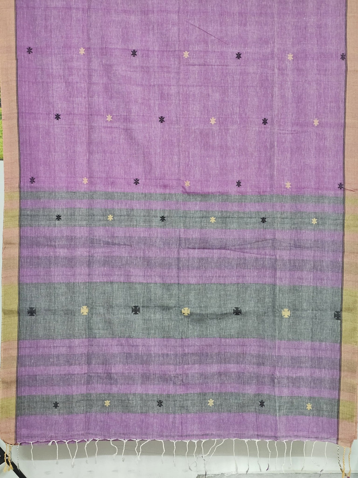 Anvitha – Muted Orchid Purple Handloom Khadi Saree with Bhujodi Motifs - Kleemkaara