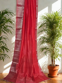 Arunima – Coral Pink Handloom Mangalagiri Silk Cotton Saree - Kleemkaara