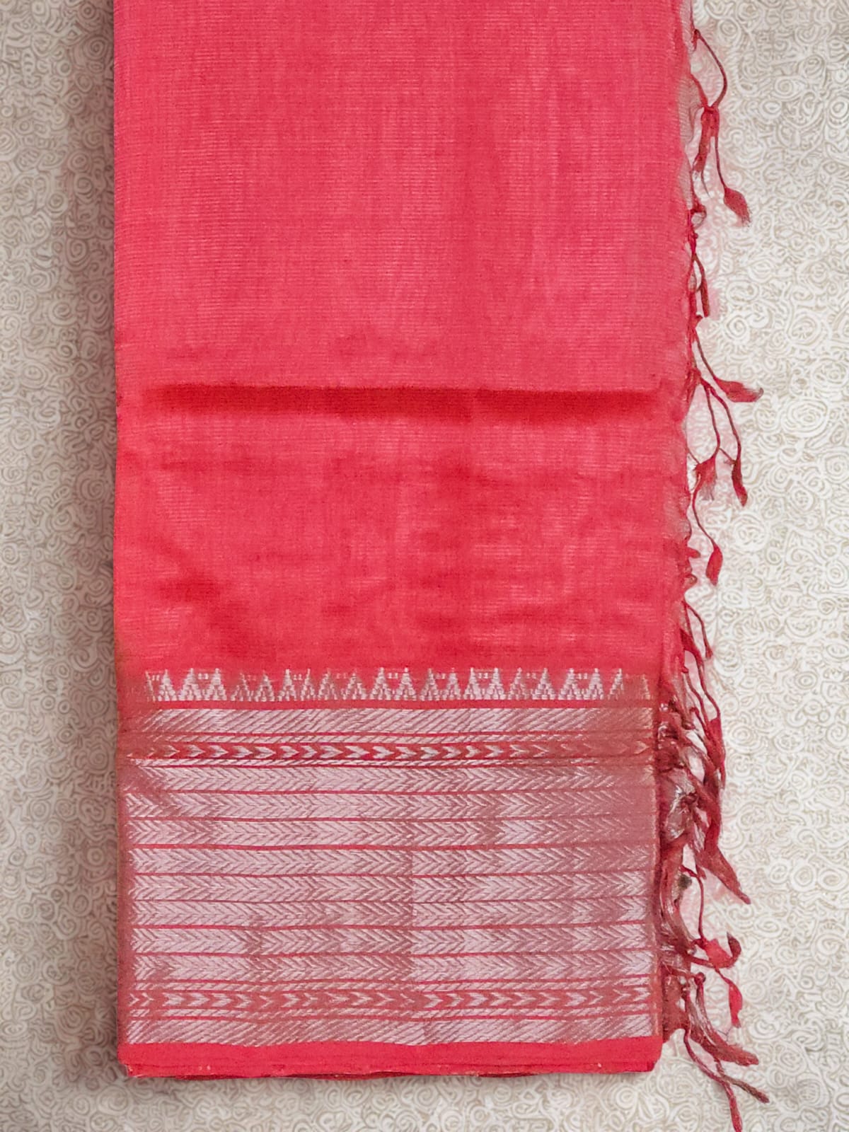 Arunima – Coral Pink Handloom Mangalagiri Silk Cotton Saree - Kleemkaara