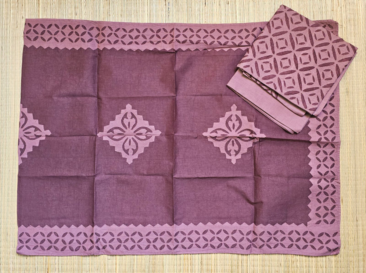 Brown Barmer Appliqué Cut Work Cotton 3 Piece Suit Material - Kleemkaara
