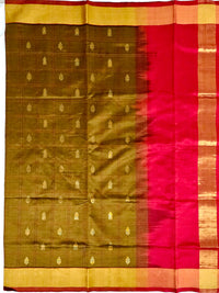Brown Handloom Venkatagiri Silk Cotton Saree - Kleemkaara