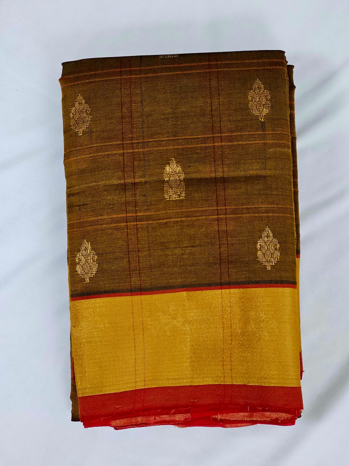 Brown Handloom Venkatagiri Silk Cotton Saree - Kleemkaara