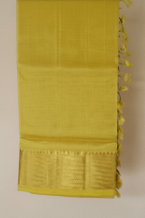 Hemalika – Sampenga Yellow Handloom Mangalagiri Silk Cotton Saree - Kleemkaara