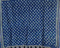 Indigo Ajrakh Handblock Printed Chanderi Silk Saree - Kleemkaara