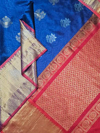 Indrani – Royal Blue Handloom Mangalagiri Silk Cotton Saree with Kuppadam Weave - Kleemkaara