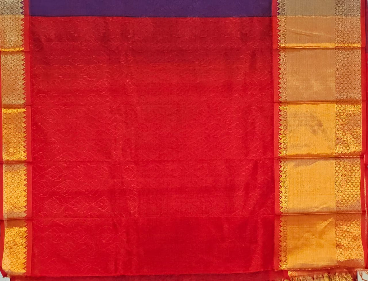 Indrani – Royal Blue Handloom Mangalagiri Silk Cotton Saree with Kuppadam Weave - Kleemkaara