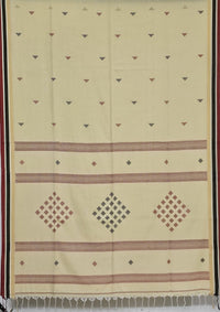 Ketumati – Yellow Pakwan Cotton Handloom Khadi Saree with Subtle Motifs - Kleemkaara