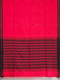 Kumudini – Red Handloom Khadi Saree with Black Border - Kleemkaara