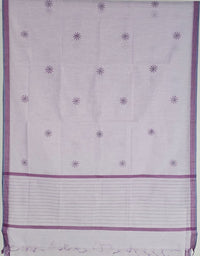 Light Lavender Handloom Venkatagiri Cotton Saree with Dandelion Embroidery - Kleemkaara