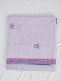 Light Lavender Handloom Venkatagiri Cotton Saree with Dandelion Embroidery - Kleemkaara