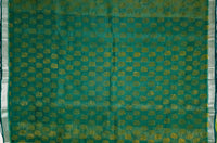 Manjari – Yellow & Green Handloom Mangalagiri Silk Cotton Saree with Floral Print - Kleemkaara
