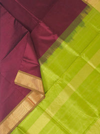 Maroon Handloom Venkatagiri Silk Cotton Saree - Kleemkaara