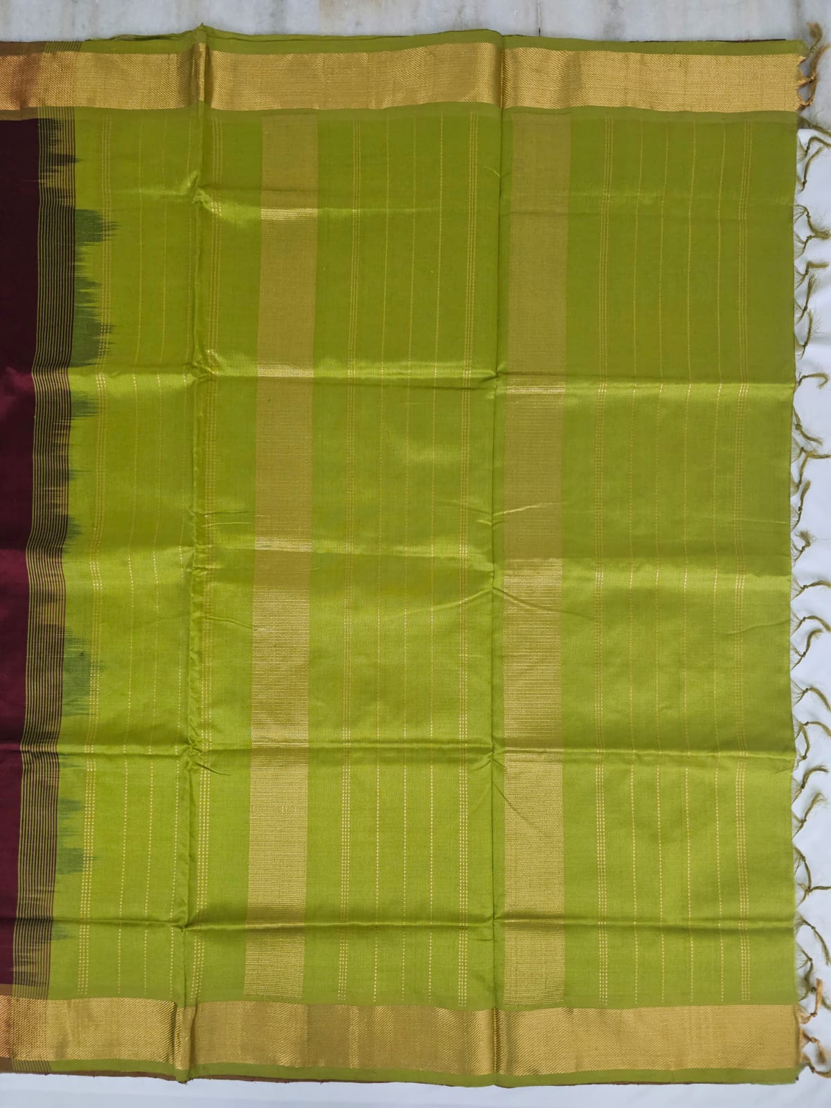 Maroon Handloom Venkatagiri Silk Cotton Saree - Kleemkaara