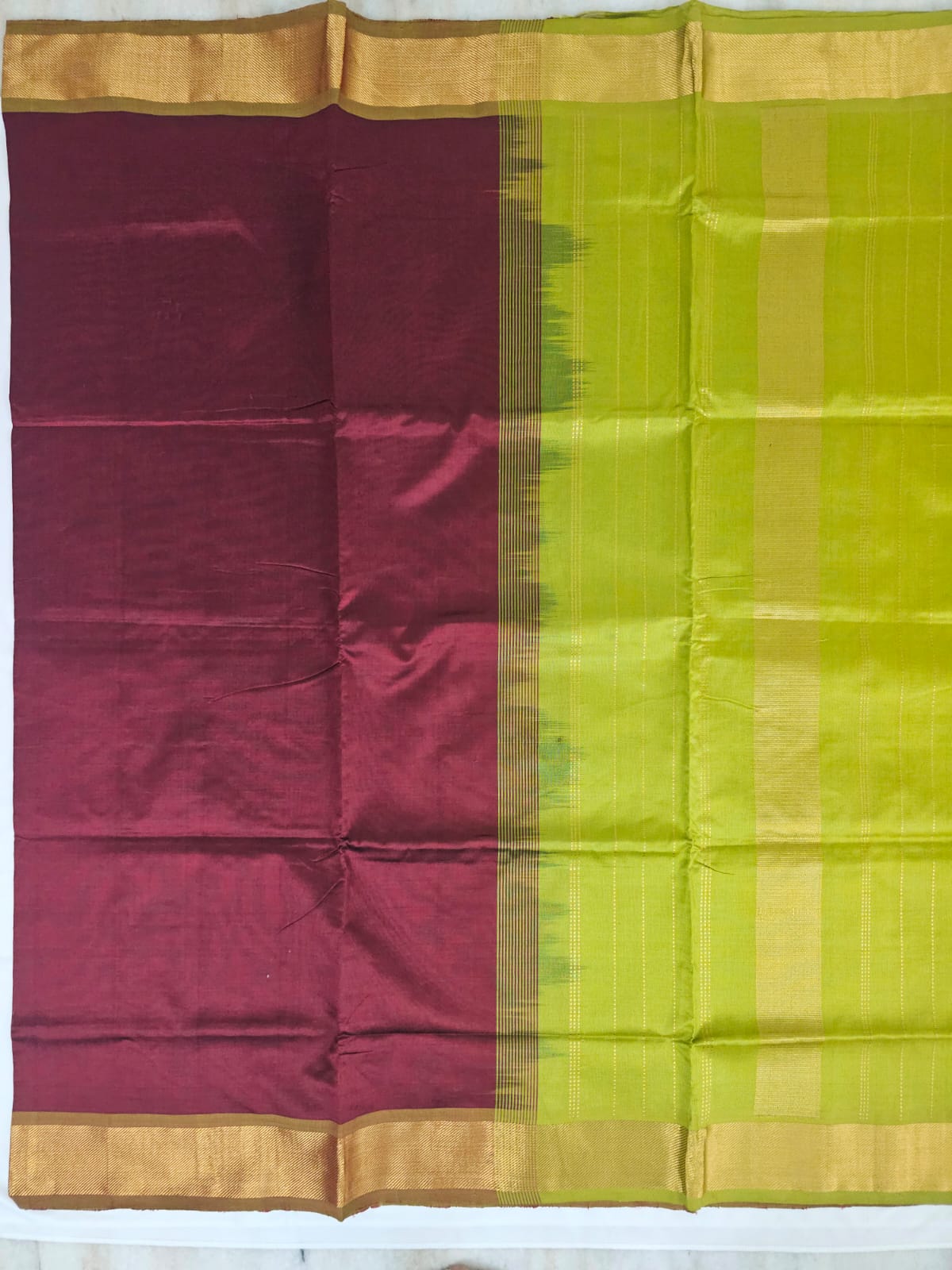 Maroon Handloom Venkatagiri Silk Cotton Saree - Kleemkaara
