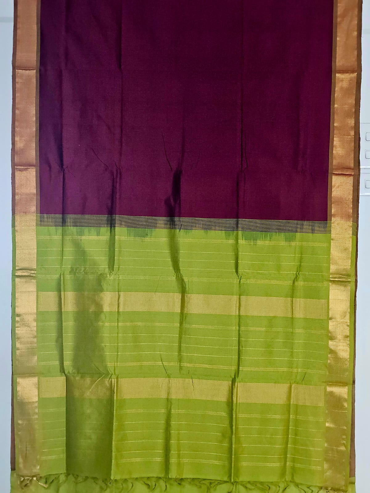 Maroon Handloom Venkatagiri Silk Cotton Saree - Kleemkaara