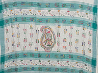 Mrinalika – White Kantha Hand Embroidered Cotton Saree with Teal Border - Kleemkaara