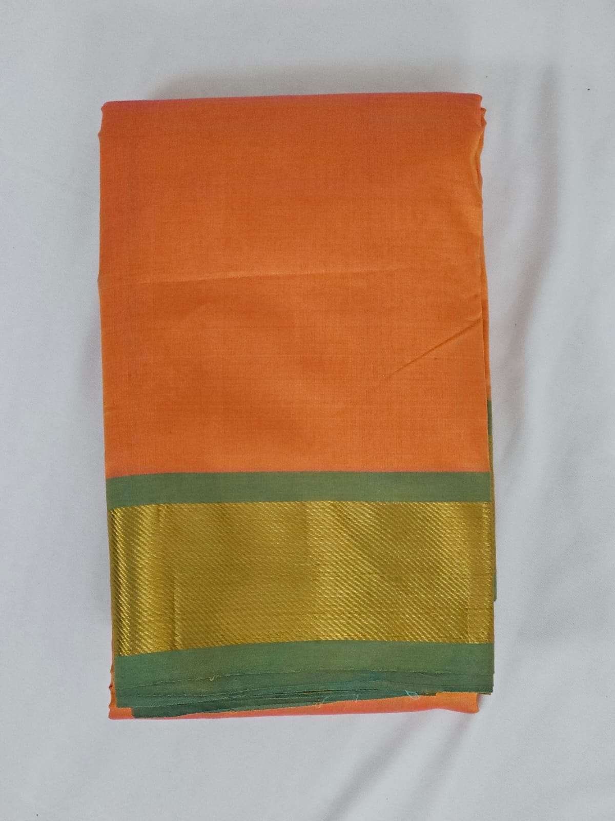 Orange Plain Handloom Venkatagiri Silk Cotton Saree - Kleemkaara