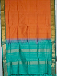 Orange Plain Handloom Venkatagiri Silk Cotton Saree - Kleemkaara