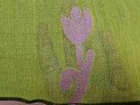 Padmika – Light Green Handloom Khadi Saree with Pink Matka Silk Pallu - Kleemkaara