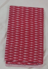 Pink and Red Handloom Pochampally Ikkat Mercerized Cotton Saree with Temple Border - Kleemkaara