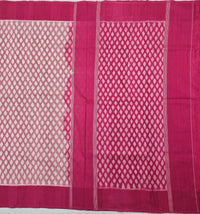 Pink and White Handloom Pochampally Ikkat Mercerized Cotton Saree - Kleemkaara