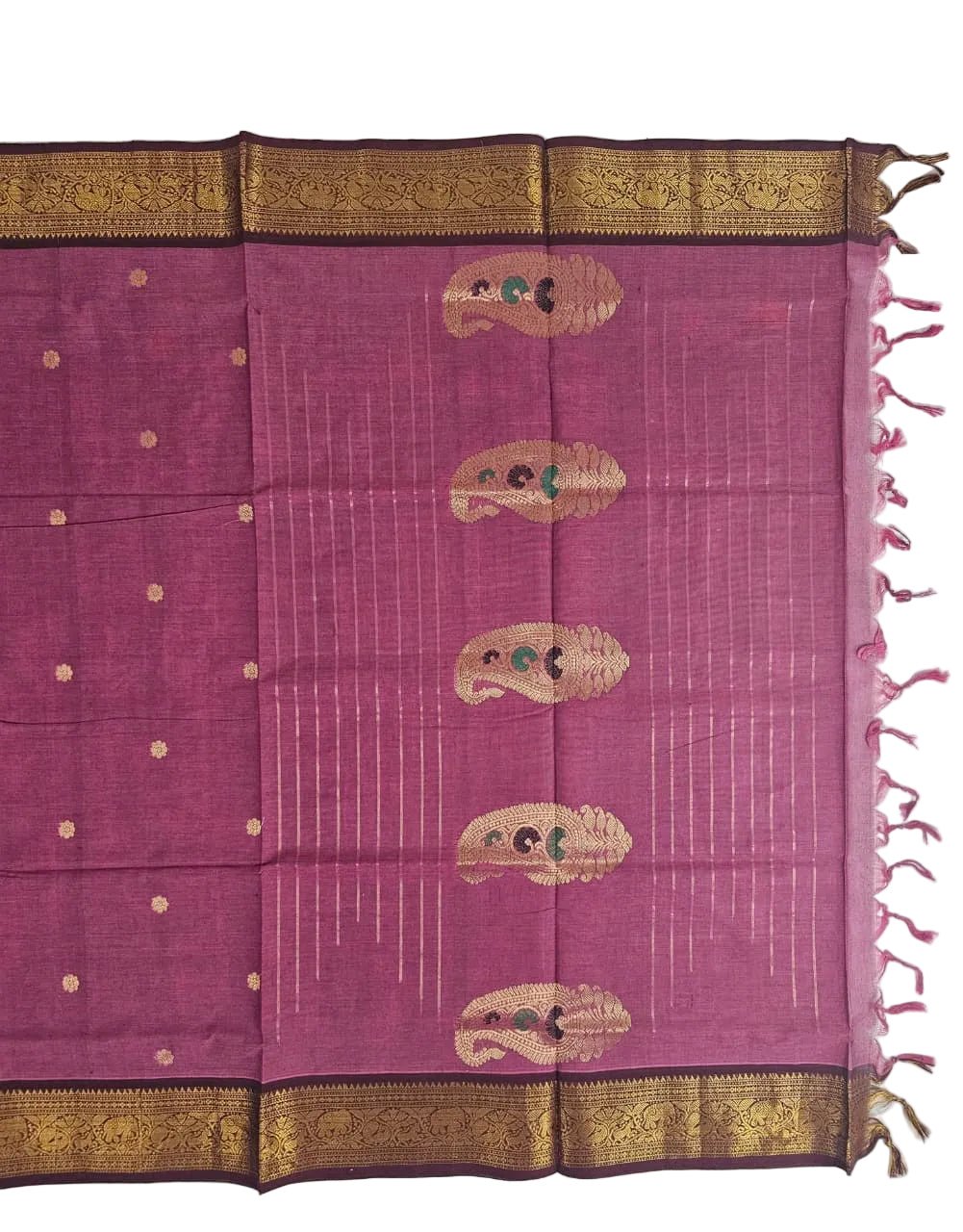 Pink Handloom Venkatagiri Cotton Saree witht Zari Border - Kleemkaara
