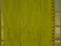 Prabha – Green Handloom Mangalagiri Silk Cotton Saree with Pichwai Art Print - Kleemkaara