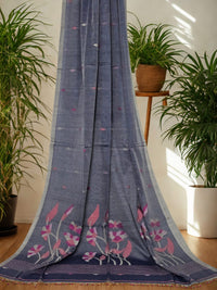 Pravaha – Blue Jamdani Handloom Bengal Cotton Saree - Kleemkaara