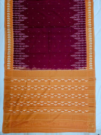 Maroon Handloom Pochampally Ikkat Mercerized Cotton Saree
