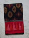 Sarvani - Black Ikkat Cotton Saree with Red Border