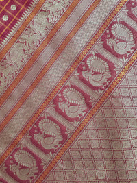 Maroon Floral Thousand Butta Handloom Kanchi Cotton Saree