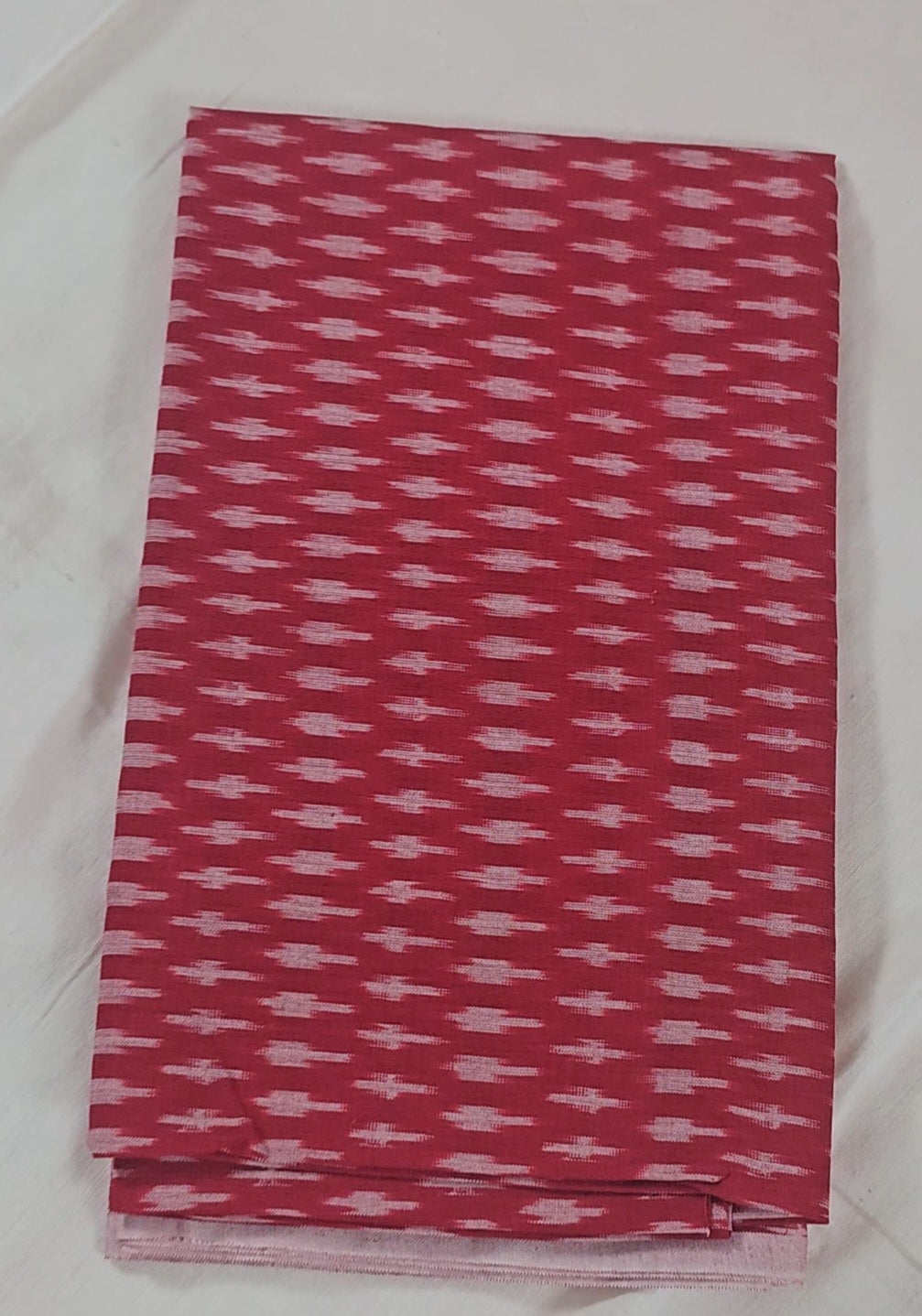 Red pochampally ikkat handwoven unstiched blouse with butis all over