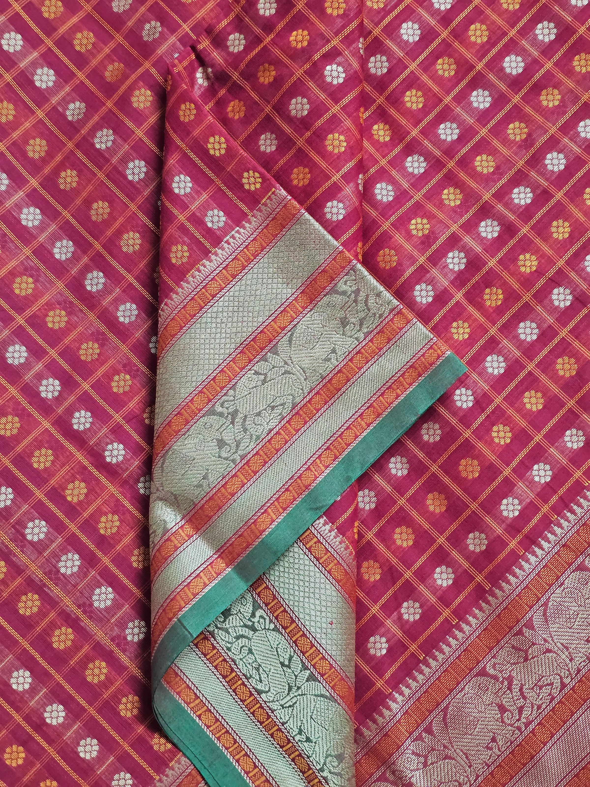 Maroon Floral Thousand Butta Handloom Kanchi Cotton Saree