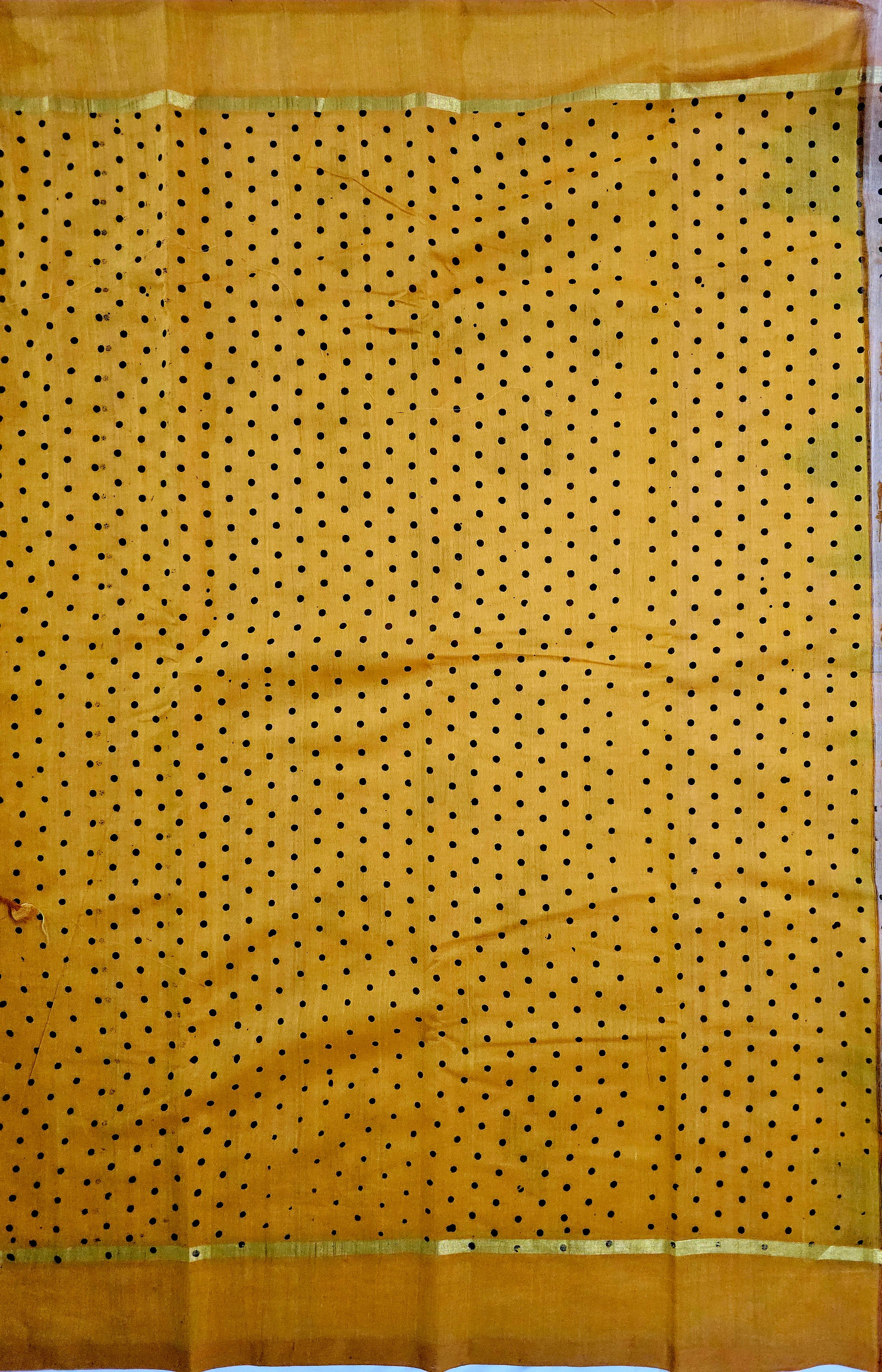 Indrānī – Grey Handloom Bamboo Cotton Saree with Yellow Silk Pallu