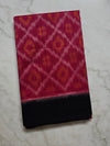 Magenta Pink Ikkat Cotton Saree with Black Border