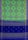 Pārijāta – Mint Green Handloom Bamboo Cotton Saree with Kolam Print