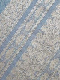 Onion Pink & Sumathy Blue Dual Tone Handloom Kanchi Cotton Saree