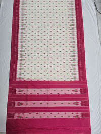 White Handloom Pochampally Ikkat Mercerized Cotton Saree