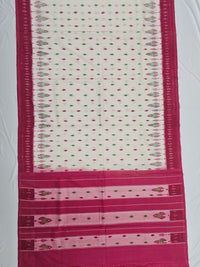 White Handloom Pochampally Ikkat Mercerized Cotton Saree