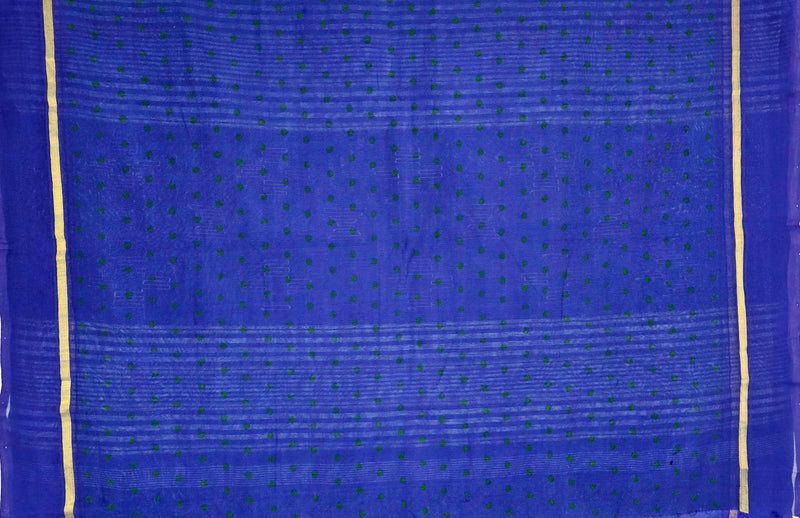 Blouse of Pārijāta – Mint Green Handloom Bamboo Cotton Saree with Kolam Print