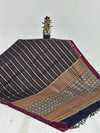 Shyamalika – Black Handloom Kanchi Cotton Saree with Horizontal stripes