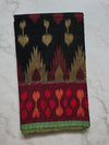 Black Ikkat Cotton Saree with Red Border