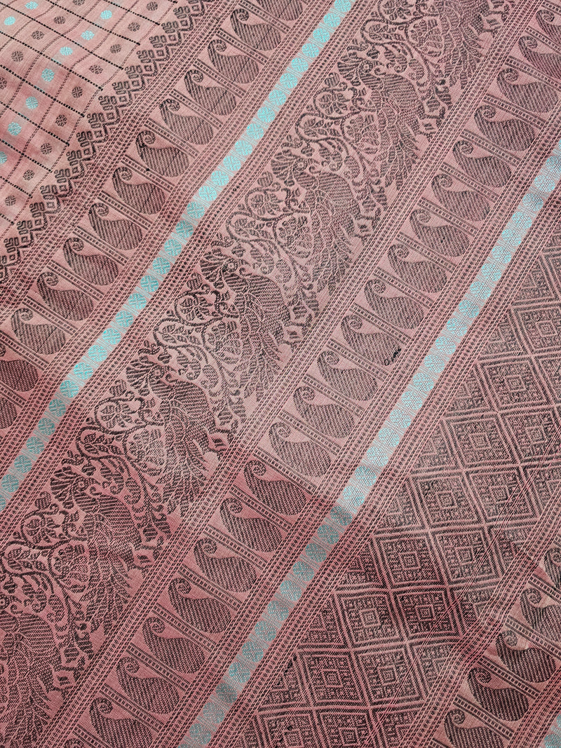 Deep Onion Pink Lakshadeepam Handloom Kanchi Cotton Saree