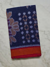 Navy Blue Ikkat Cotton Saree with Ochre Border