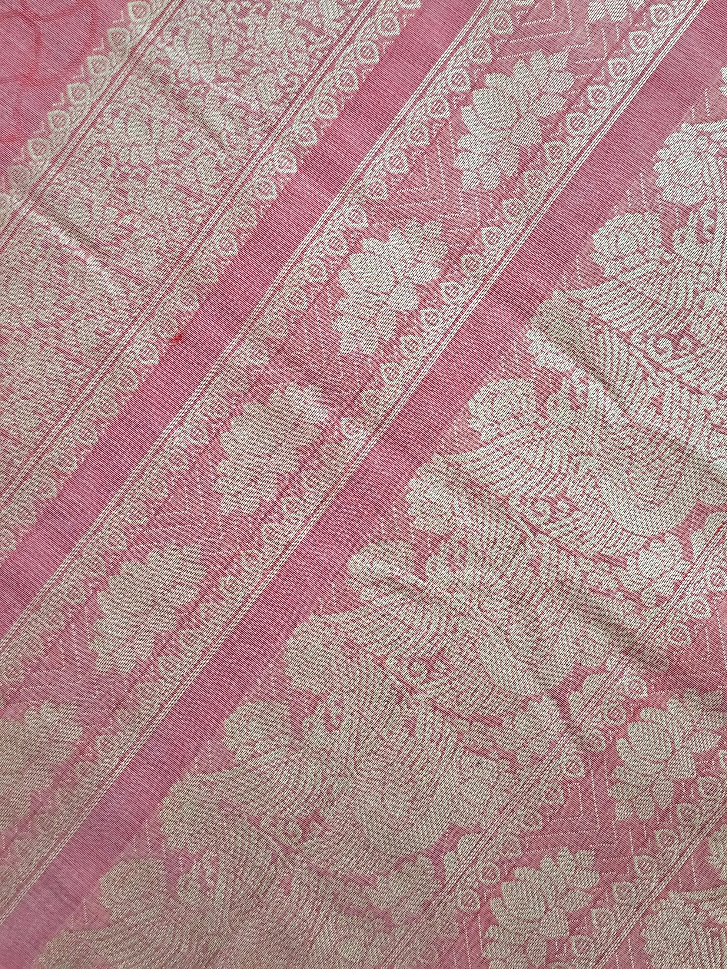 Red & Onion Pink Dual tone Handloom Kanchi Cotton Saree