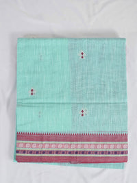 Sea Green Handloom Venkatagiri Cotton Saree with Embroidery Motifs - Kleemkaara
