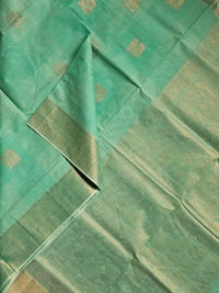 Sea Green Handloom Venkatagiri Cotton Saree with Zari Border - Kleemkaara