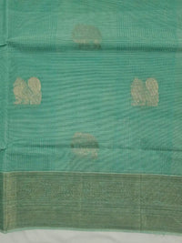 Sea Green Handloom Venkatagiri Cotton Saree with Zari Border - Kleemkaara