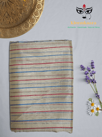 Shvetika – Off White Handloom Mangalagiri Silk Cotton Saree with Striped Border - Kleemkaara