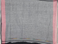 Shyamika – Black Kantha Hand Embroidered Cotton Saree with Crimson Border - Kleemkaara